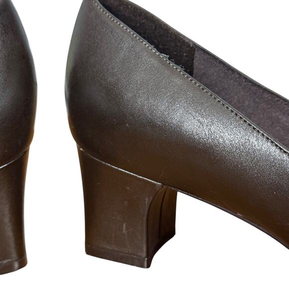 Naturalizer Edie Womens Dark Brown Leather Chunky Heels Pumps Classic Shoes 8.5 - Picture 3 of 16